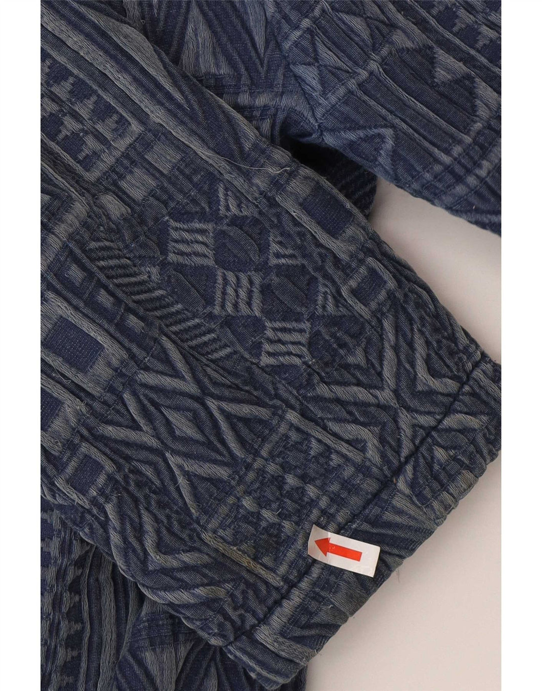 Soprabito aperto da donna Zara UK 16 grande cotone geometrico blu navy