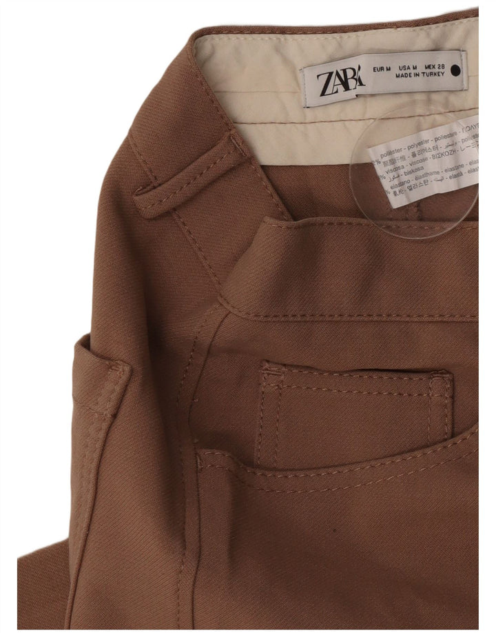 Pantaloni casual a gamba larga da donna Zara medi W28 L30 poliestere marrone