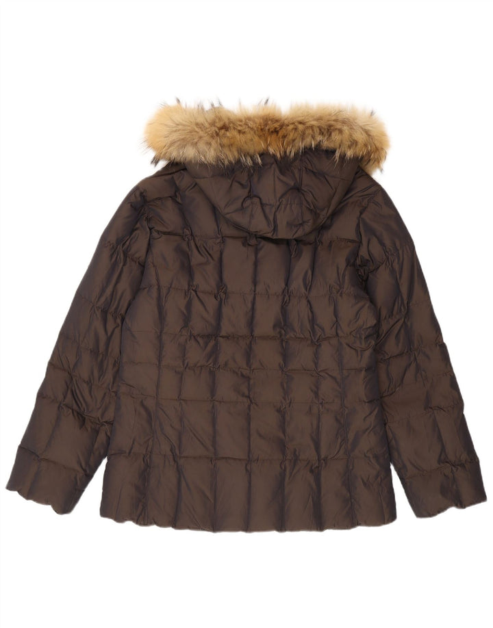 Giacca imbottita con cappuccio da donna Post Card UK 12 Poliammide marrone medio