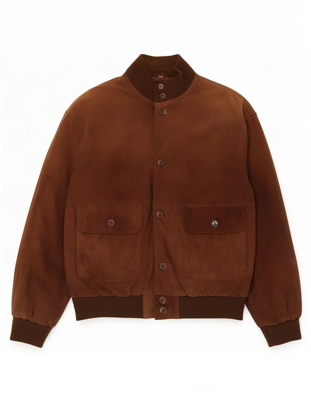 Giubbotto bomber vintage in pelle scamosciata da uomo IT 52 XL in pelle marrone