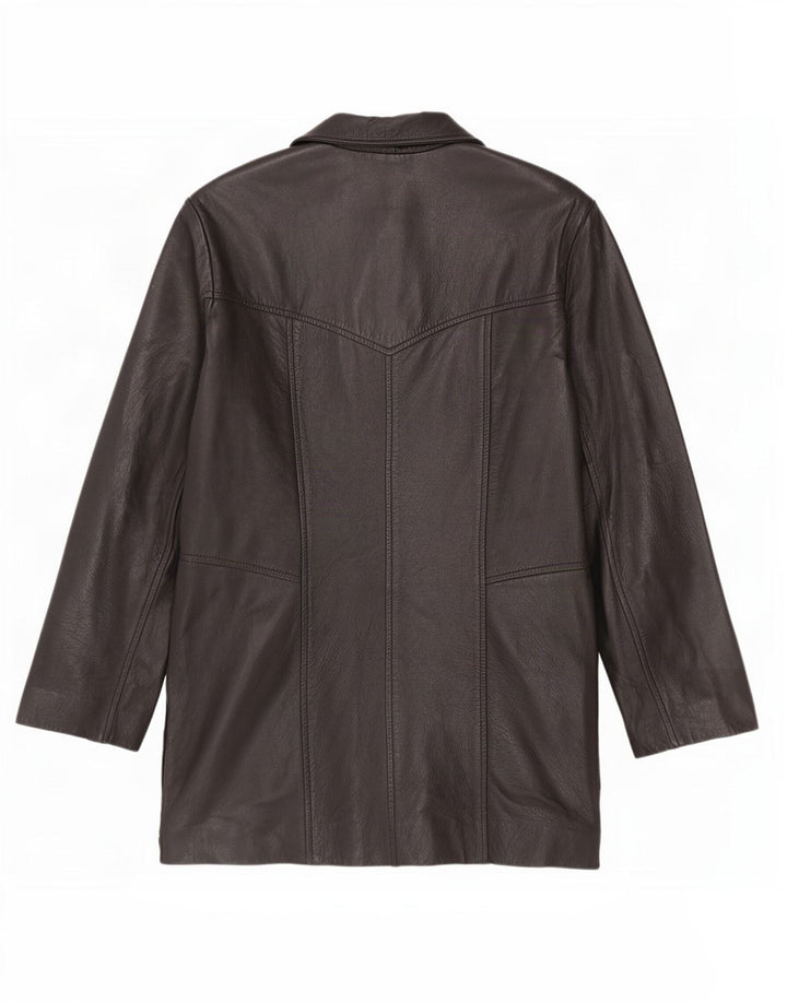 Giacca blazer in pelle da donna a 5 bottoni Heeli UK 16 grande nera