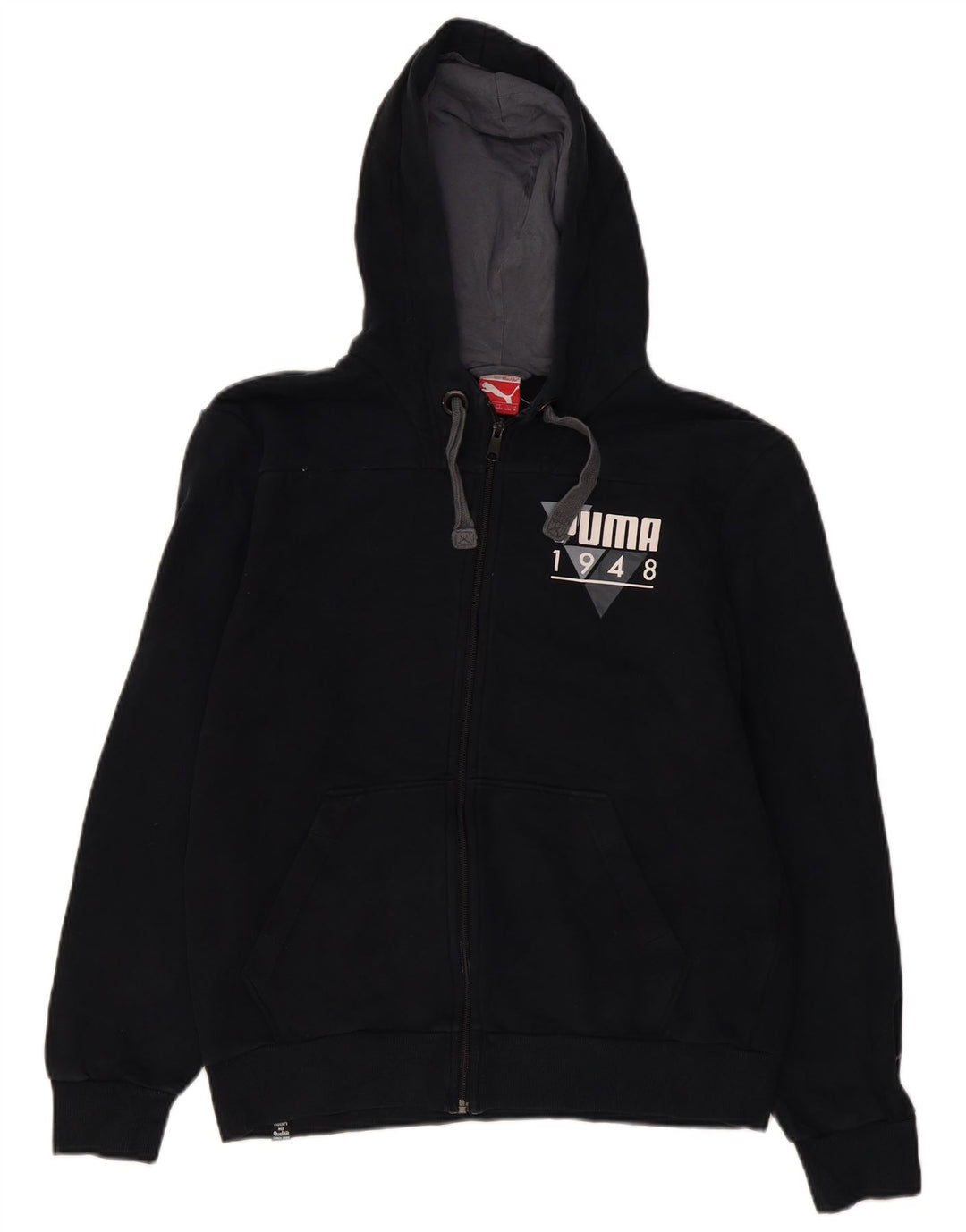 Felpa con cappuccio e zip grafica da uomo Puma in cotone nero medio