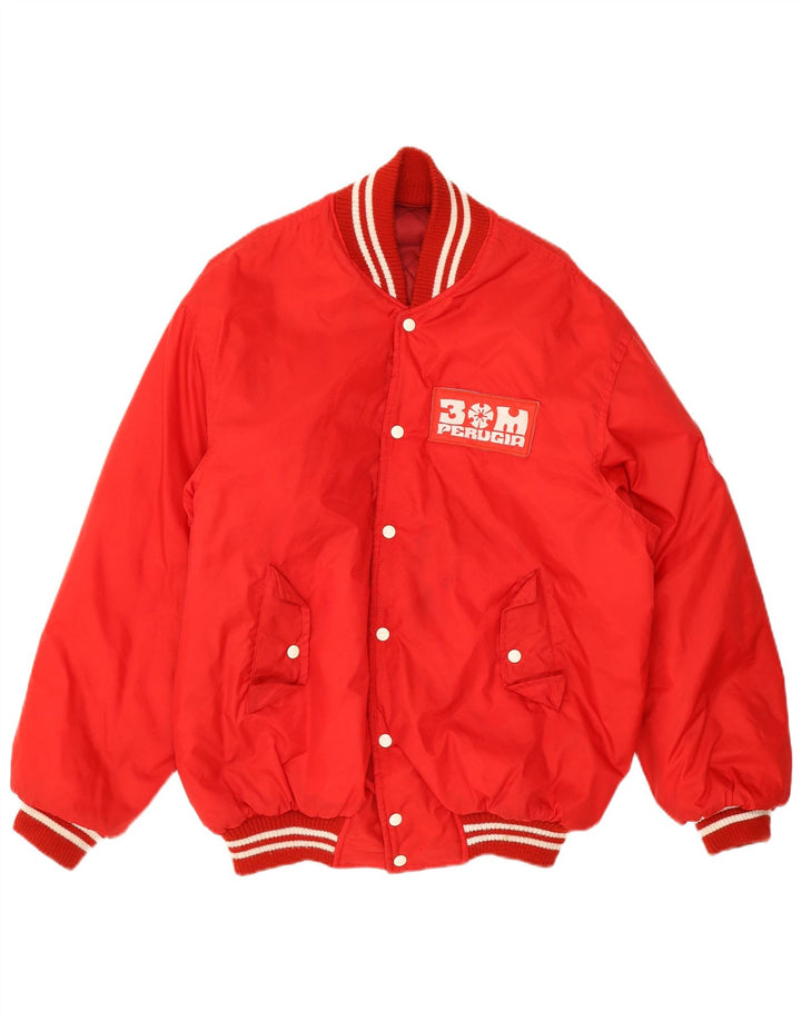 Giacca college grafica da uomo vintage UK 38 poliammide rosso medio