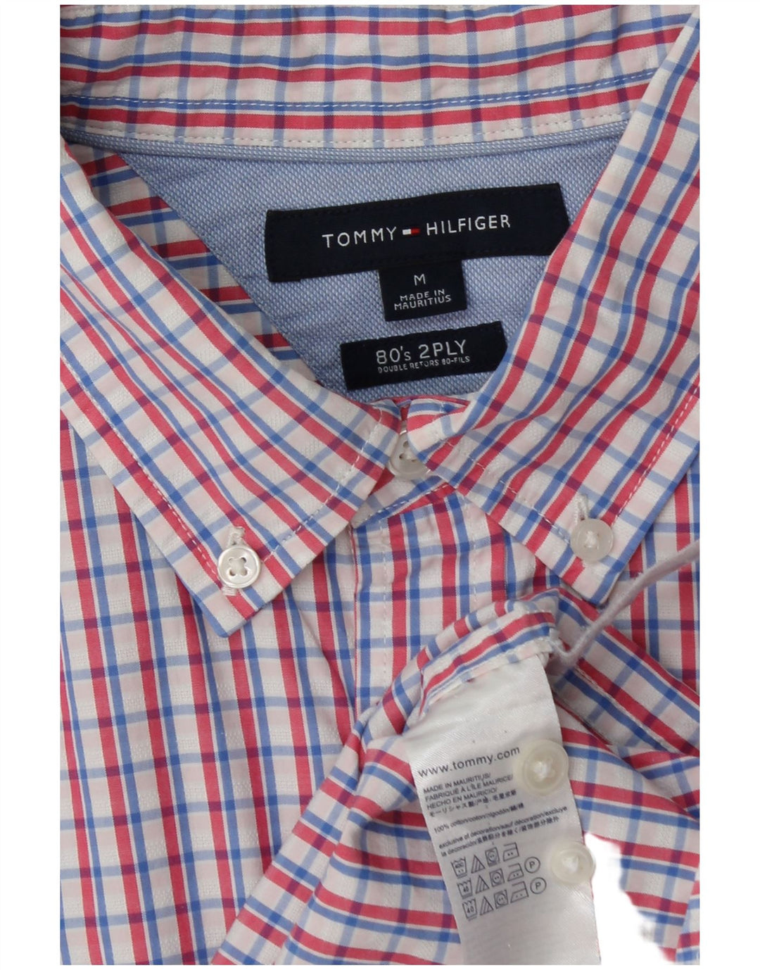 TOMMY HILFIGER Camicia a due strati da uomo anni '80 in cotone a quadri multicolore medio