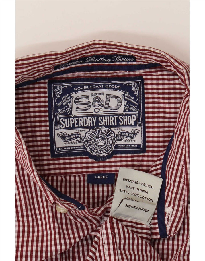 Camicia da uomo Superdry grande in cotone a quadretti rossi