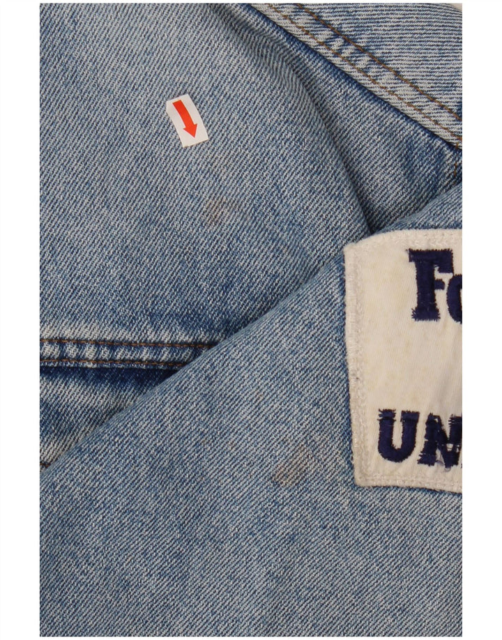 Giacca in denim con grafica corta UNIFORM da donna UK 14 grande blu