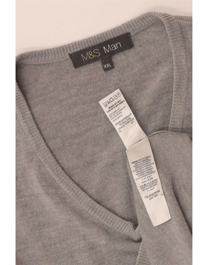Maglione da uomo con scollo a V Marks & Spencer 2XL acrilico grigio
