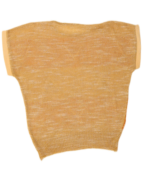 Maglione da donna vintage con scollo a barca UK 14 Argyle/diamante giallo medio