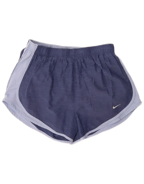 Pantaloncini sportivi Nike Dri Fit da donna UK 16 Large Blu Colourblock in poliestere