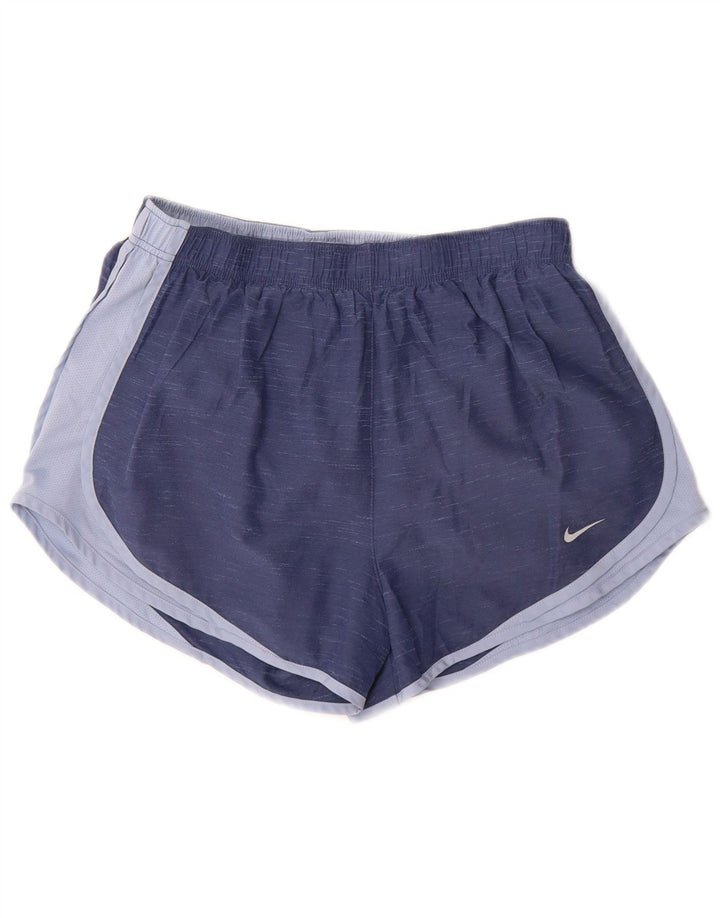 Pantaloncini sportivi Nike Dri Fit da donna UK 16 Large Blu Colourblock in poliestere