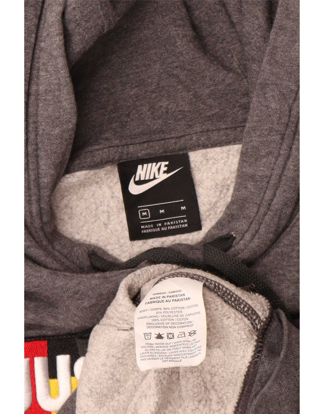 Felpa con cappuccio grafica Nike da uomo in cotone grigio medio