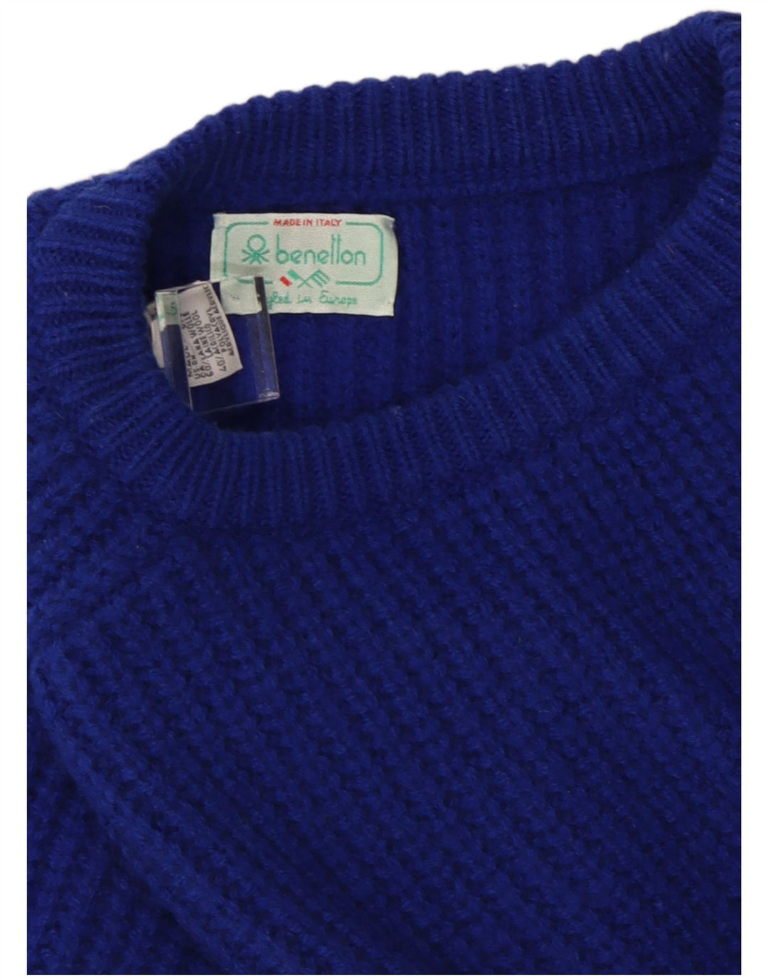 Maglione da uomo con scollo a barca Benetton IT 52 Large in lana blu