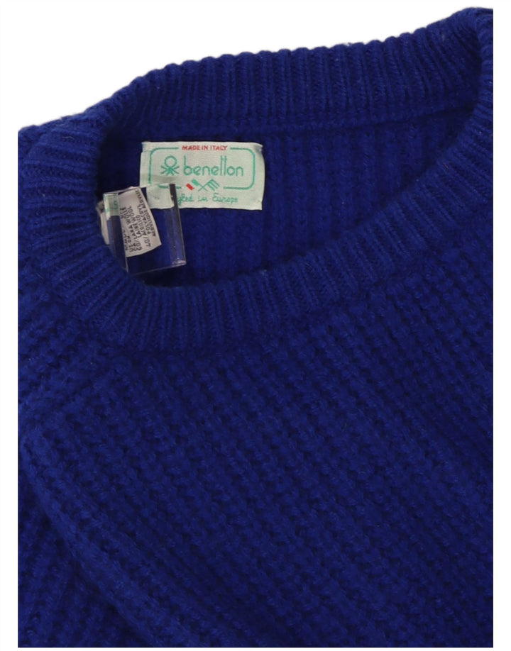 Maglione da uomo con scollo a barca Benetton IT 52 Large in lana blu