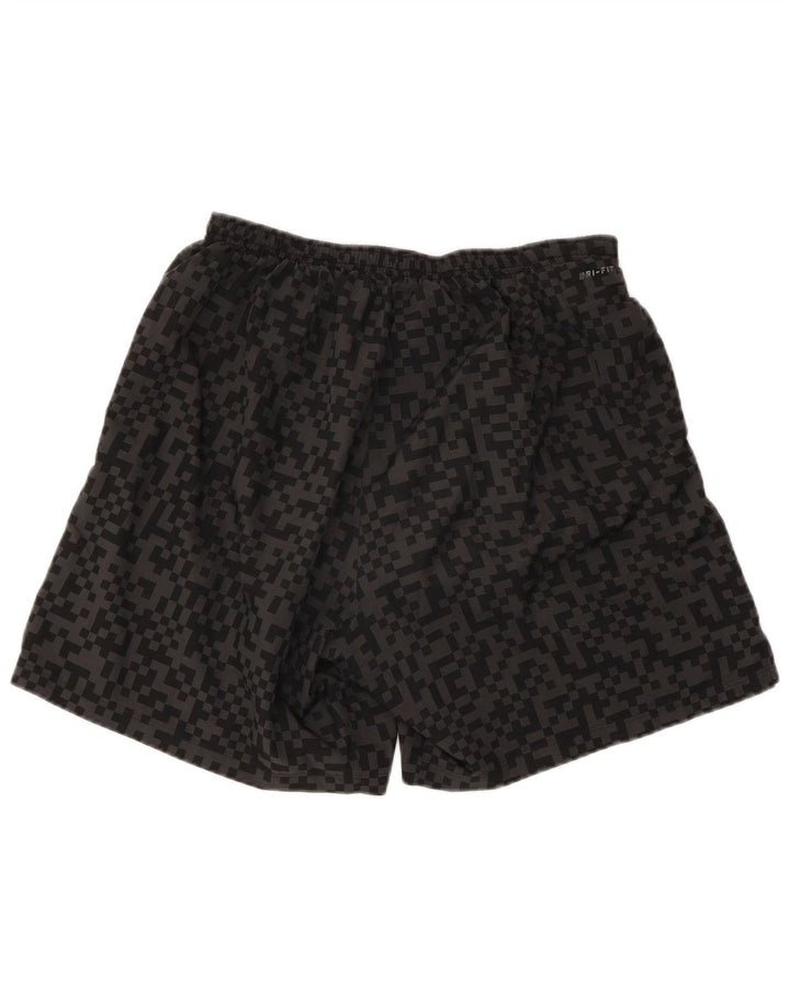 Pantaloncini sportivi Nike da uomo Dri Fit grandi neri geometrici in poliestere