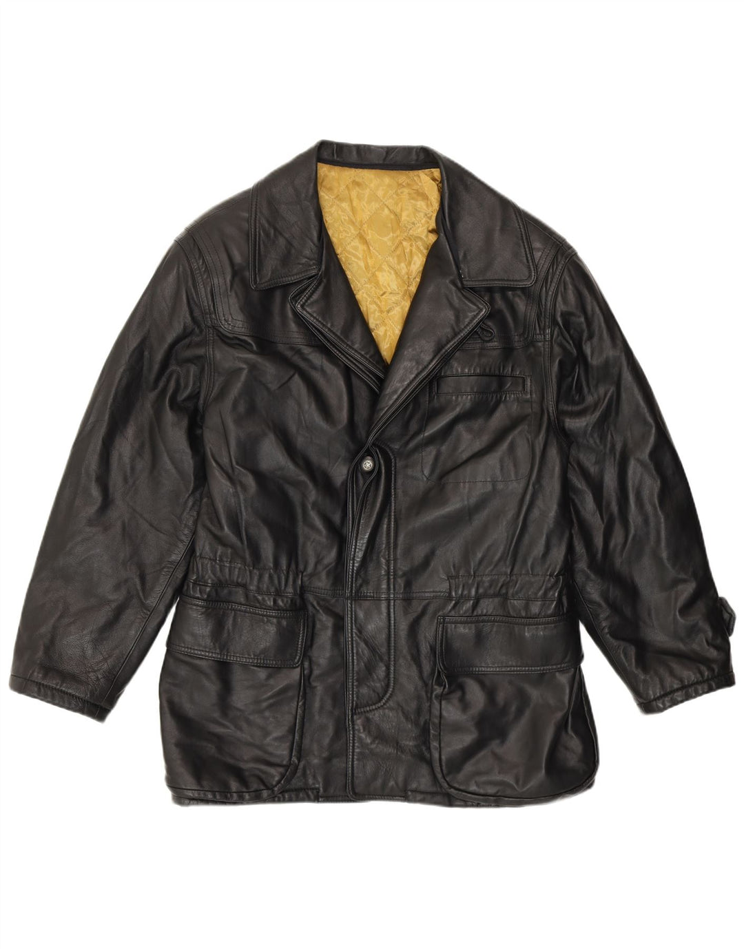 VINTAGE Mens Leather Jacket IT 48 Medium Black Leather