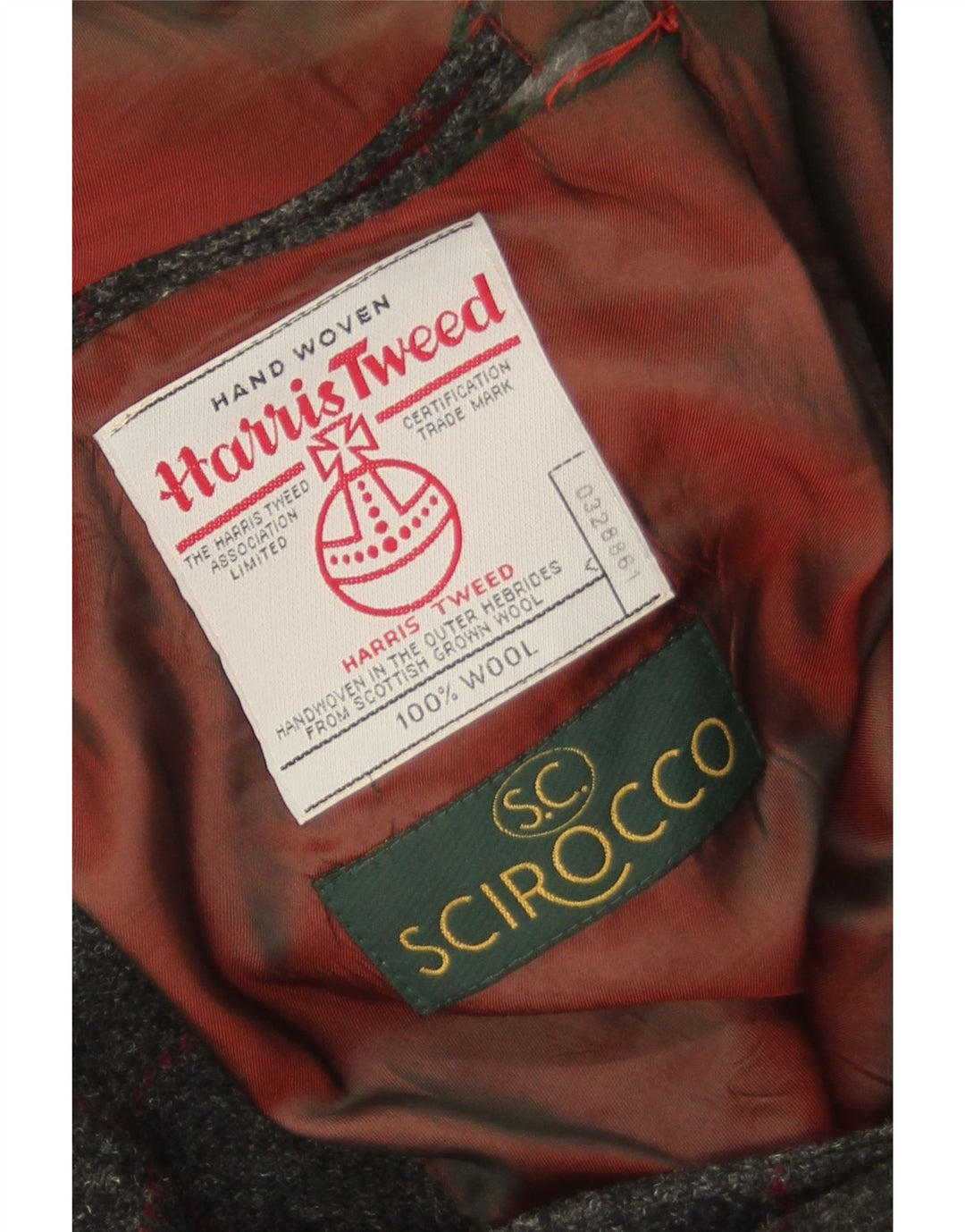 Scirocco Giacca da uomo Harris Tweed a 2 bottoni, UK 40, grande motivo a quadri grigi