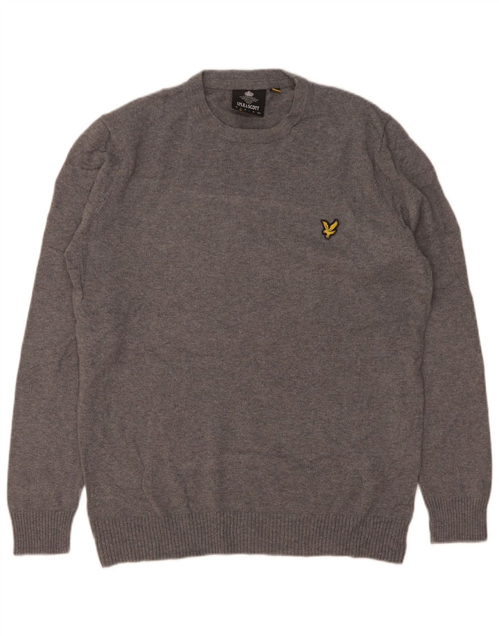 Lyle & Scott Maglione girocollo da uomo in cotone piccolo grigio screziato