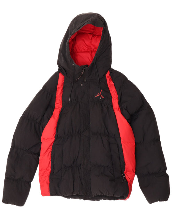Giacca imbottita ampia con cappuccio Jordan da uomo UK 36 Small Black Colourblock