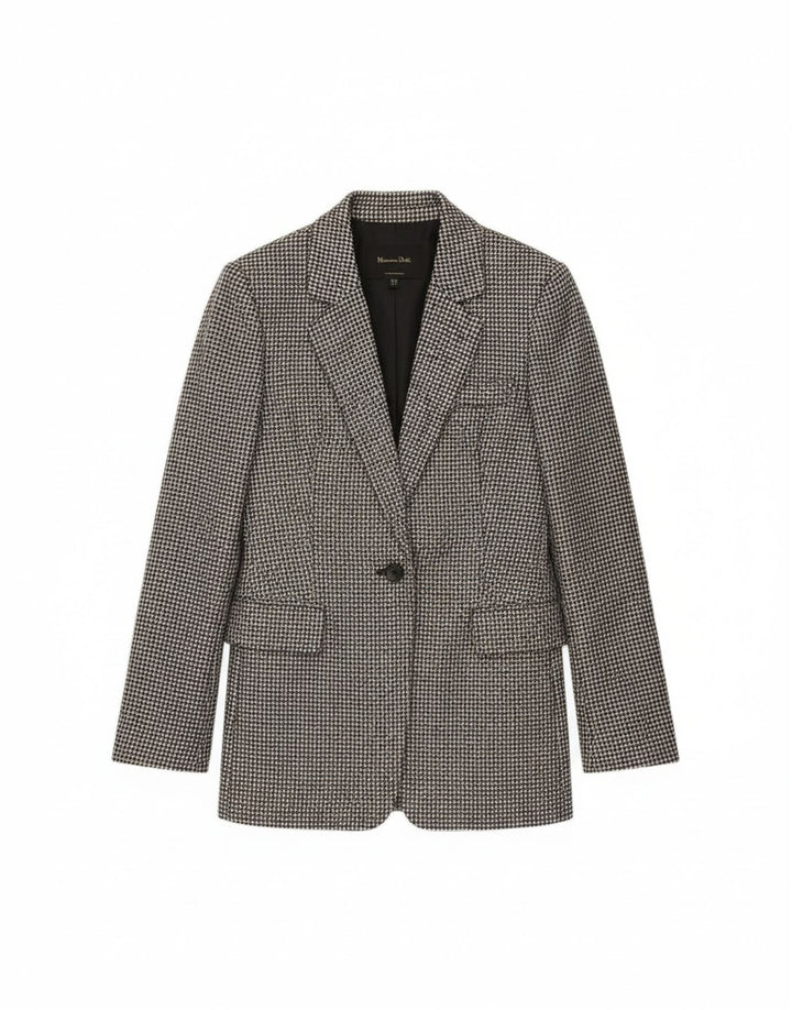 Giacca blazer da donna a 1 bottone Massimo Dutti EU 34 2XS Lana pied de poule grigia