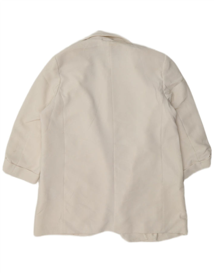 Giacca blazer aperta da donna con maniche a 3/4 Zara UK 18 XL acetato bianco