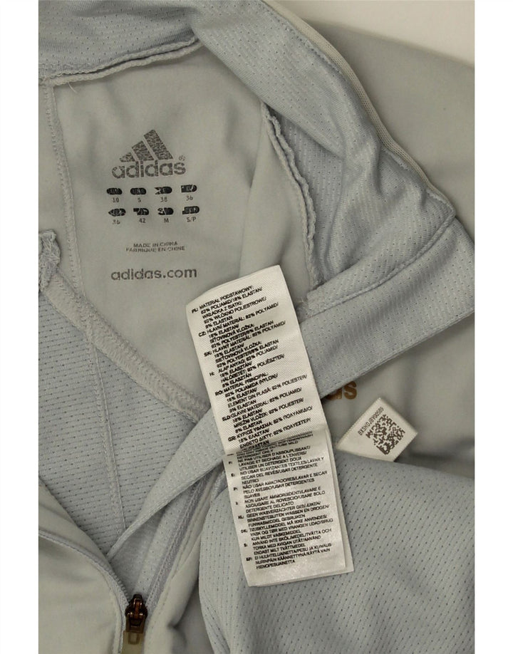 Adidas Donna Climacool Zip Collo Pullover Tuta Top UK 10 Piccolo Grigio