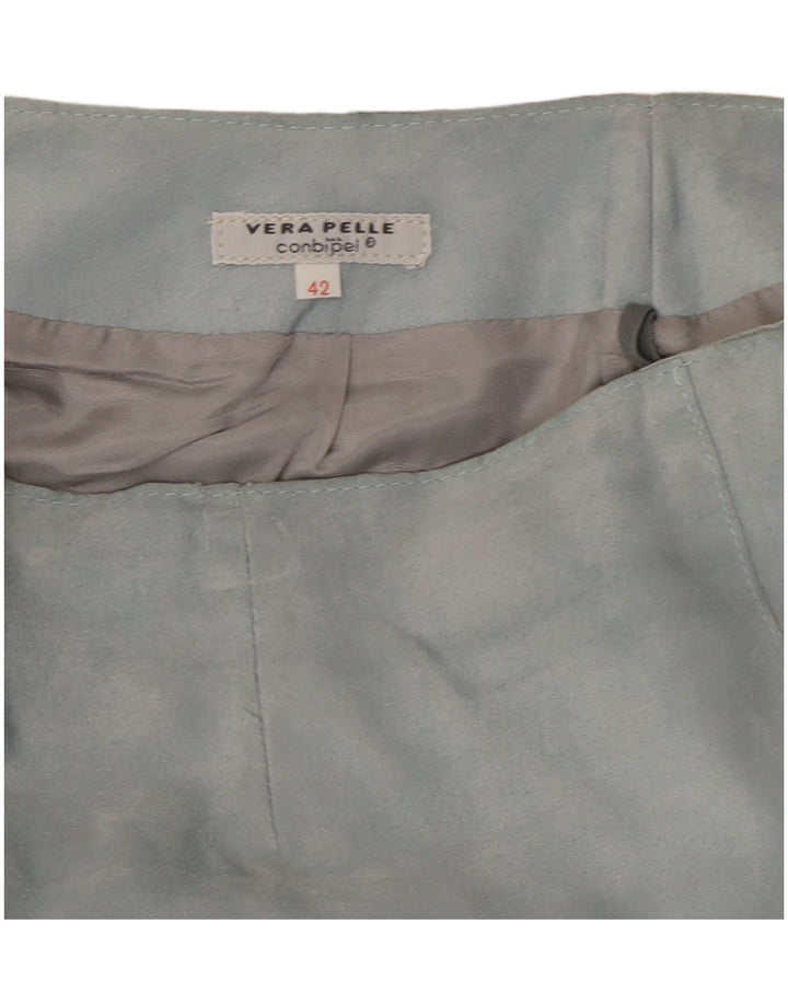 Gonna in pelle vintage da donna IT 42 media W27 in pelle blu