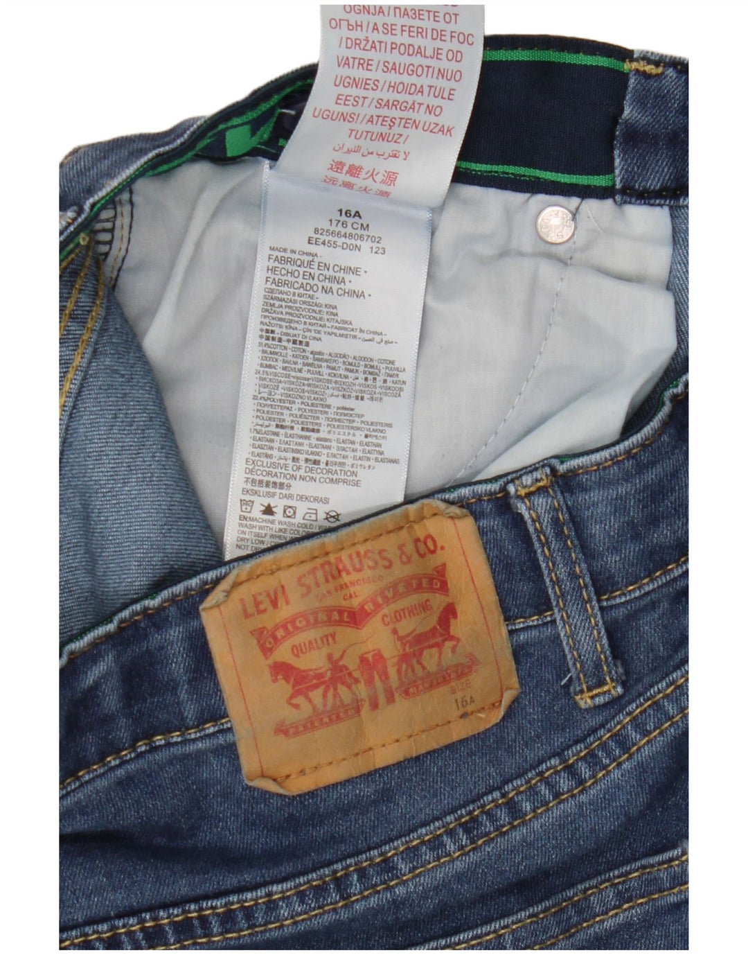 Pantaloncini di jeans Levi's per ragazzi 15-16 anni W29 Blu Cotone