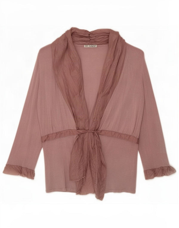 Marks & Spencer Maglione cardigan autografato da donna UK 16 Large Rosa