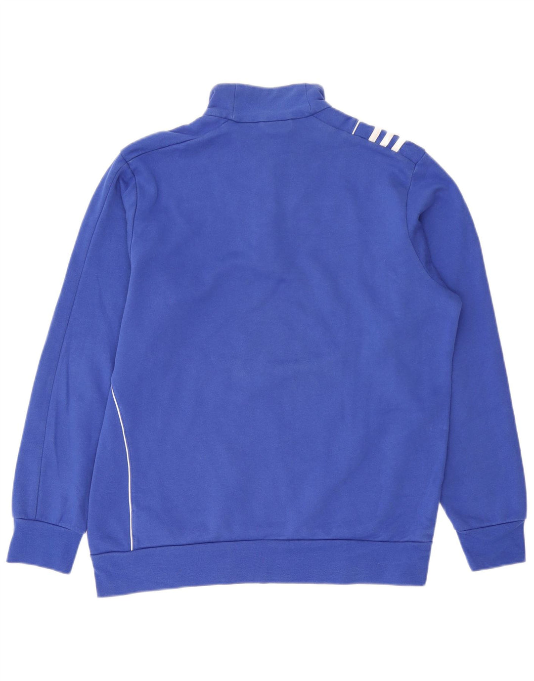 Felpa Adidas da uomo con zip e collo, maglione grande, in cotone blu