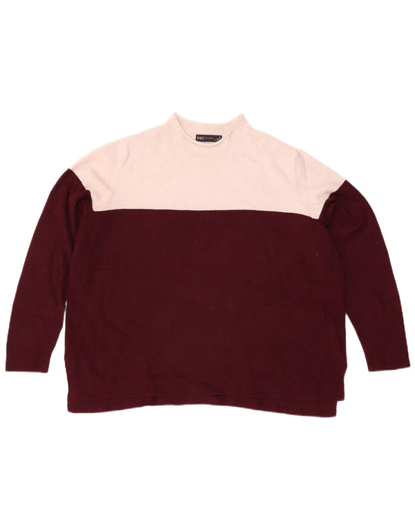 Maglione maglione a collo alto da donna Marks & Spencer UK 20 2XL Borgogna
