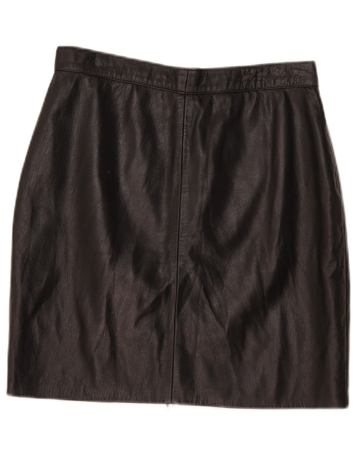 Mini gonna in pelle vintage da donna W30 media nera