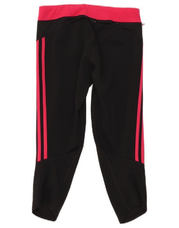 Adidas Womens Capri Leggings UK 12 Medium Black Colourblock Polyester