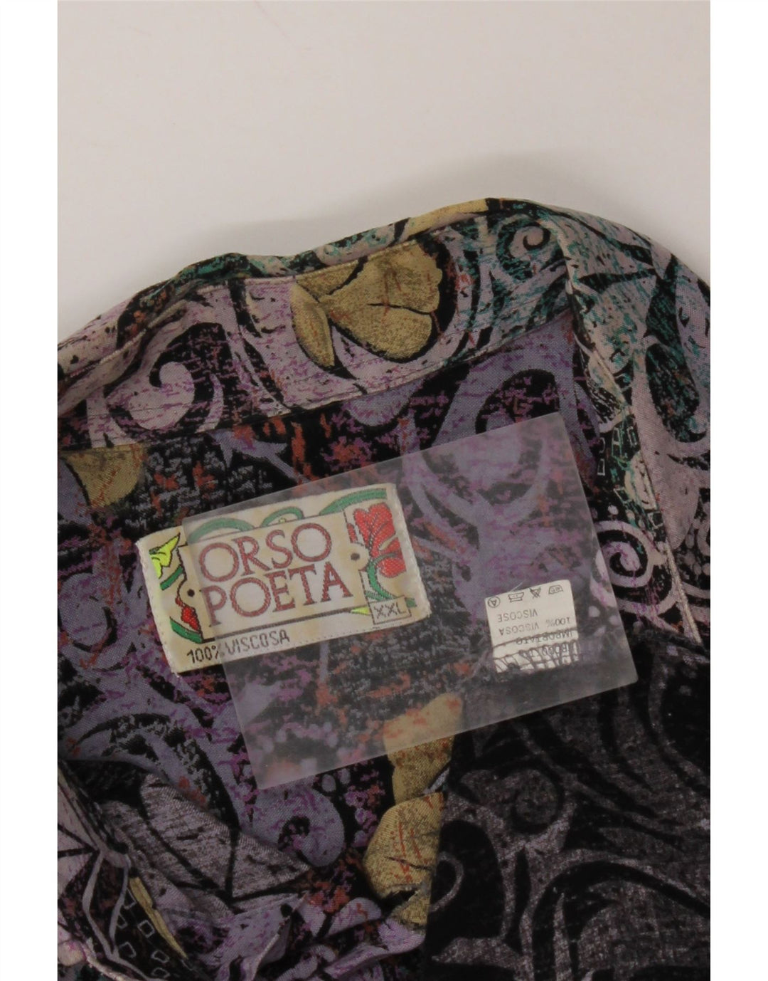 ORSO POETA Camicia Uomo Manica Corta 2XL Viscosa Paisley Multicolore