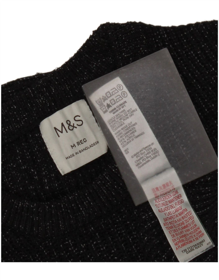 Maglione maglione girocollo da uomo Marks & Spencer medio blu navy screziato
