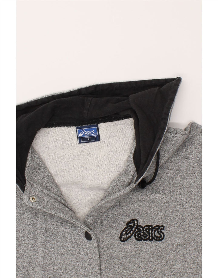 ASICS Womens Hooded Tracksuit Top Jacket UK 16 Large Grey Cotton Vintage Asics and Second-Hand Asics from Messina Hembry 
