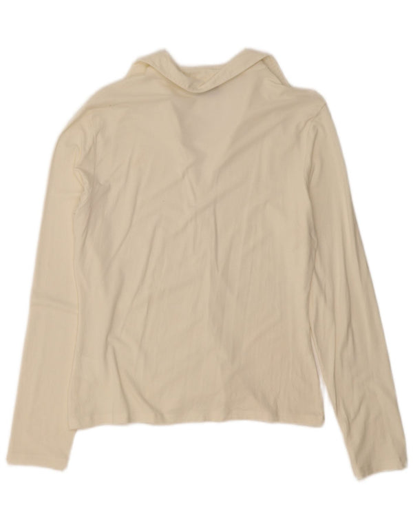 TRUSSARDI JEANS Polo grafica da donna a maniche lunghe UK 18 XL Bianco sporco