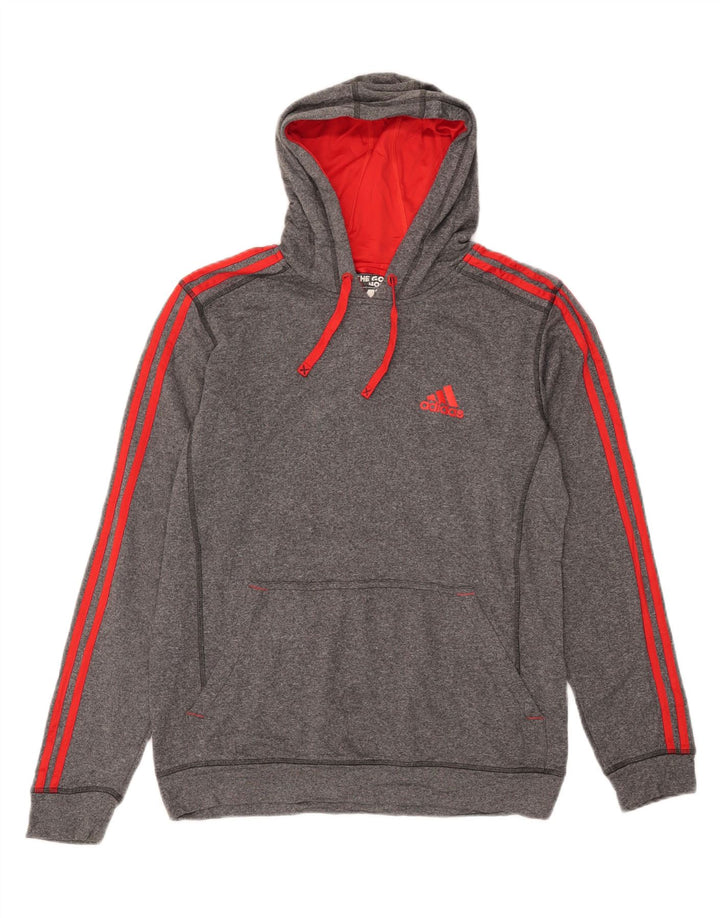 Maglione con cappuccio ADIDAS Climawarm da uomo in poliestere chiazzato grigio medio