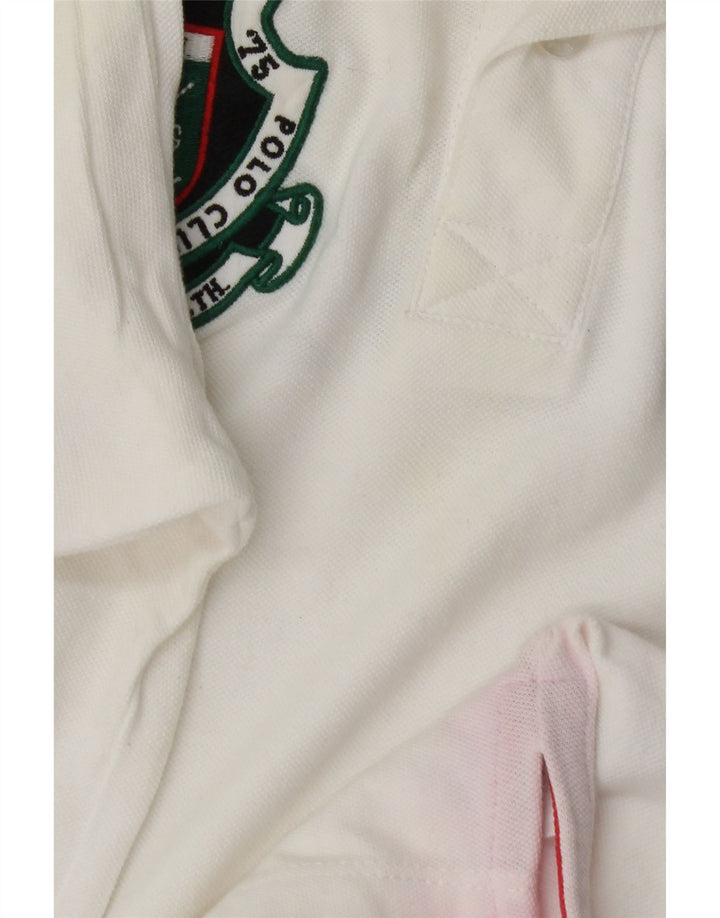 JACK & JONES Mens Dubai Graphic Polo Shirt Small White Cotton Vintage Jack & Jones and Second-Hand Jack & Jones from Messina Hembry 
