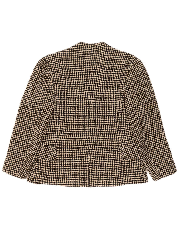 Giacca blazer vintage da donna a 1 bottone UK 14 lana pied de poule nera media