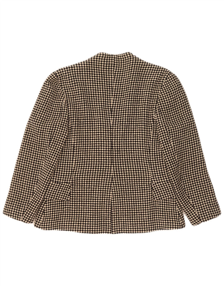 Giacca blazer vintage da donna a 1 bottone UK 14 lana pied de poule nera media