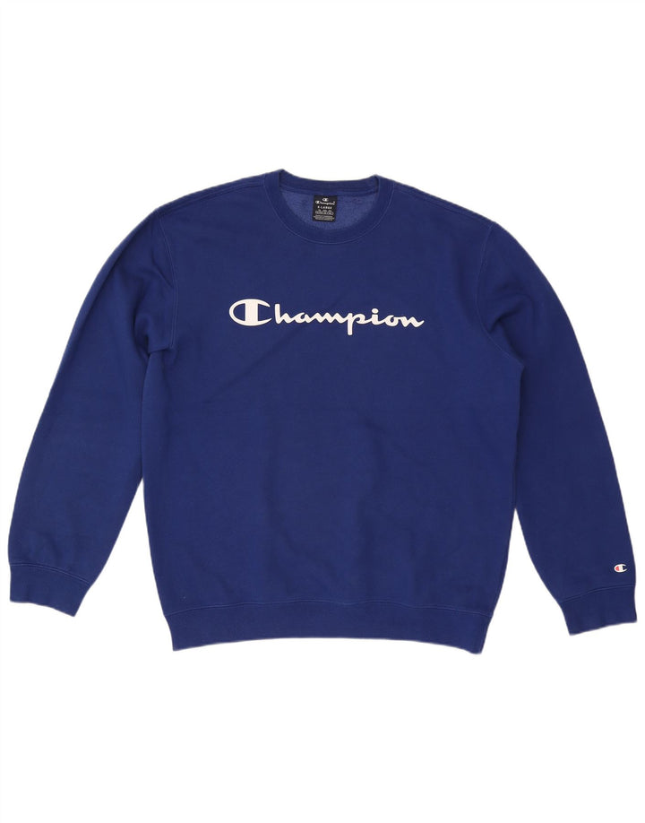 Felpa grafica da uomo Champion Jumper XL in cotone blu