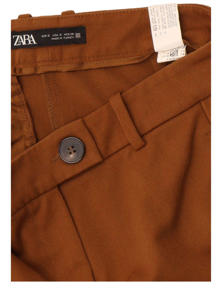 Pantaloni chino svasati da donna Zara piccoli W26 L32 poliestere marrone