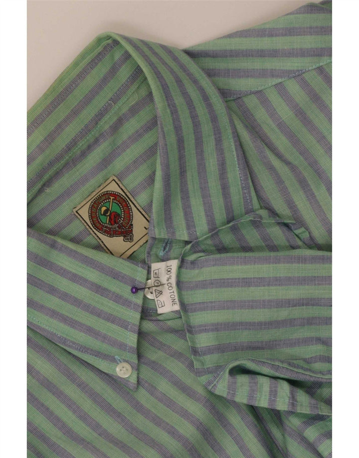Camicia vintage da uomo in cotone gessato verde grande