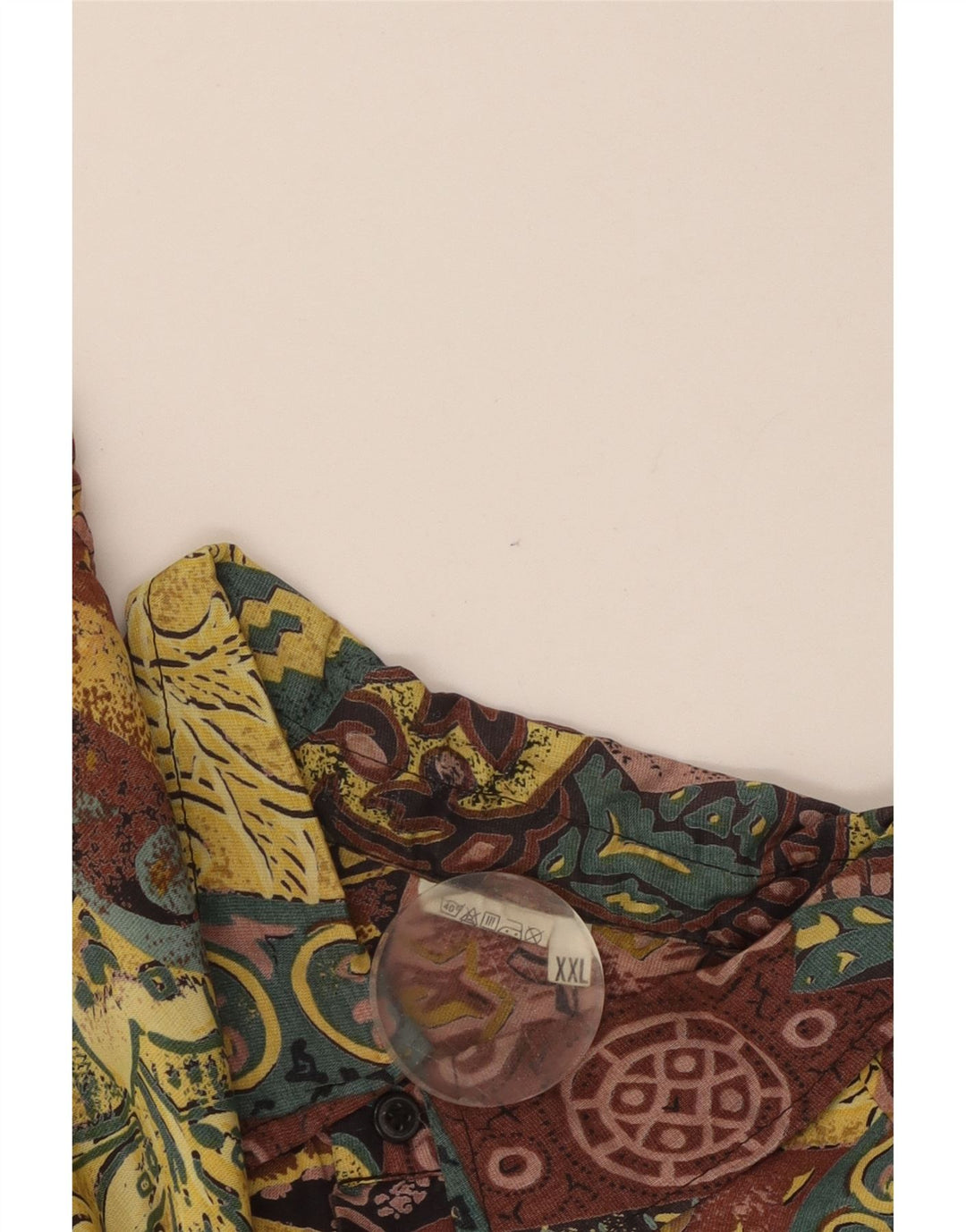 Camicia a maniche corte vintage da uomo con motivo astratto 2XL multicolore