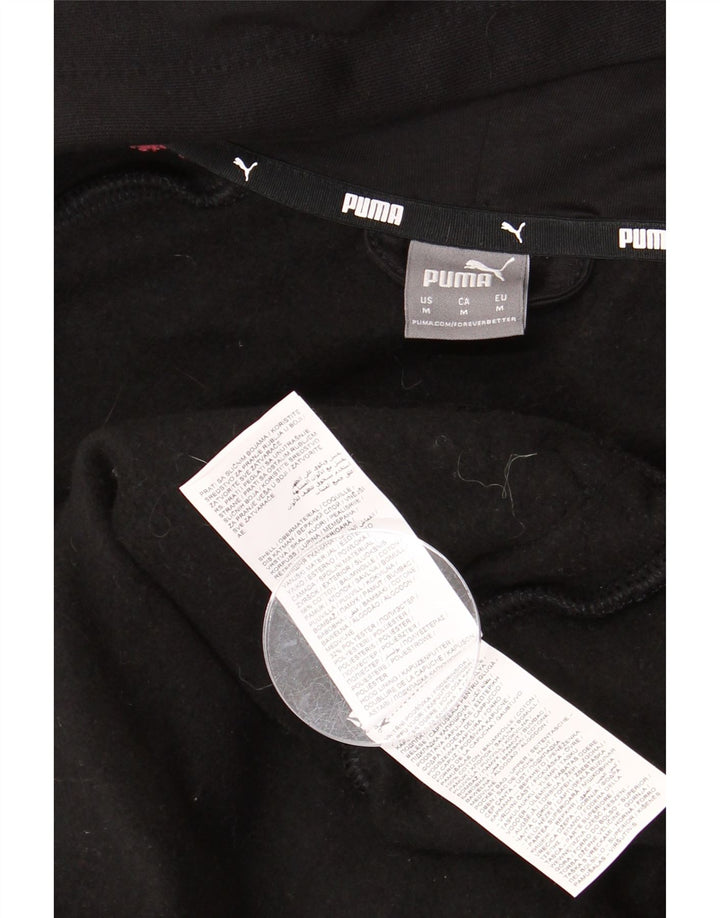 Puma Womens Zip Hoodie Sweater UK 14 Medium Black Colourblock Cotton