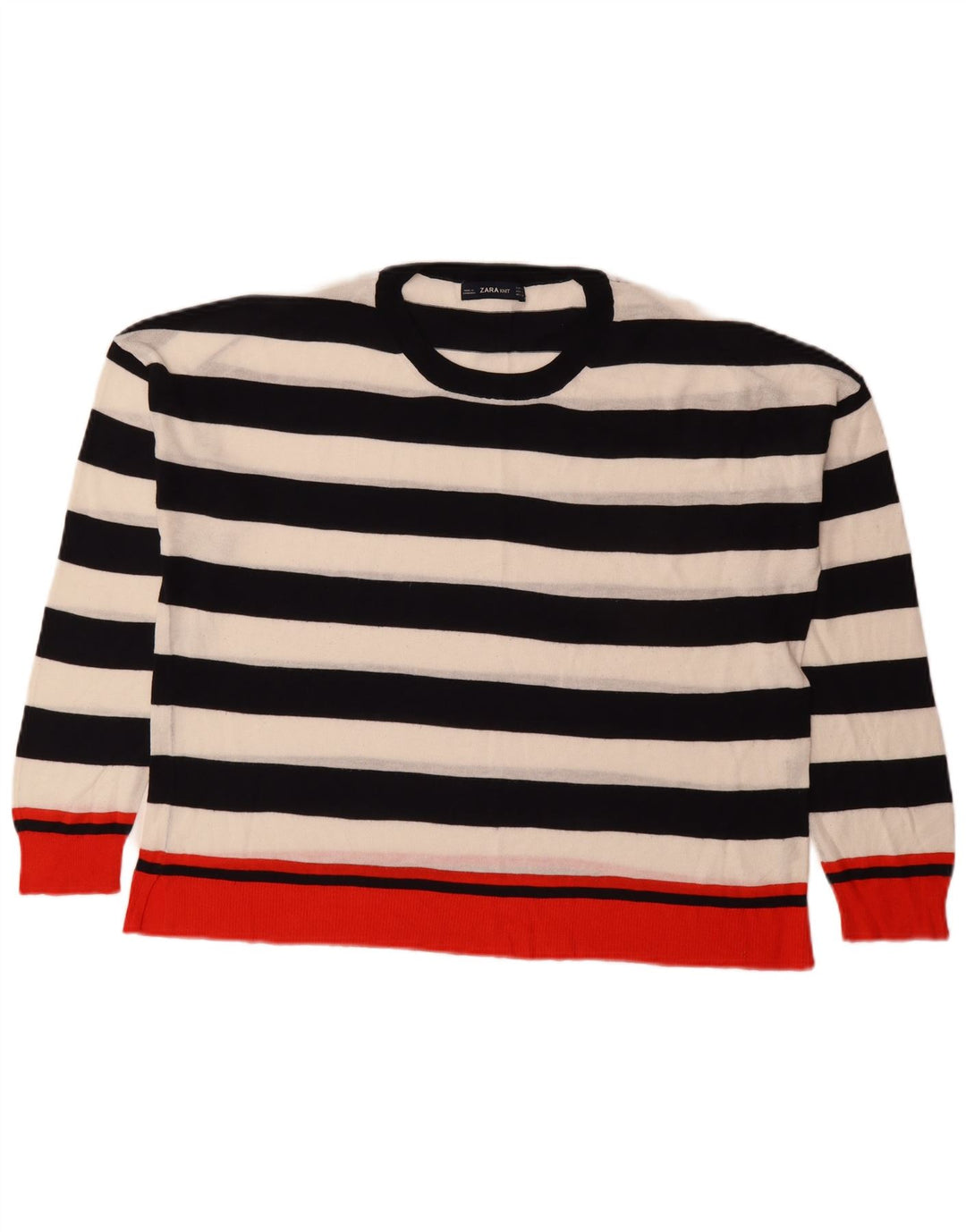 Maglione maglione girocollo da donna Zara UK 16 grandi righe multicolori