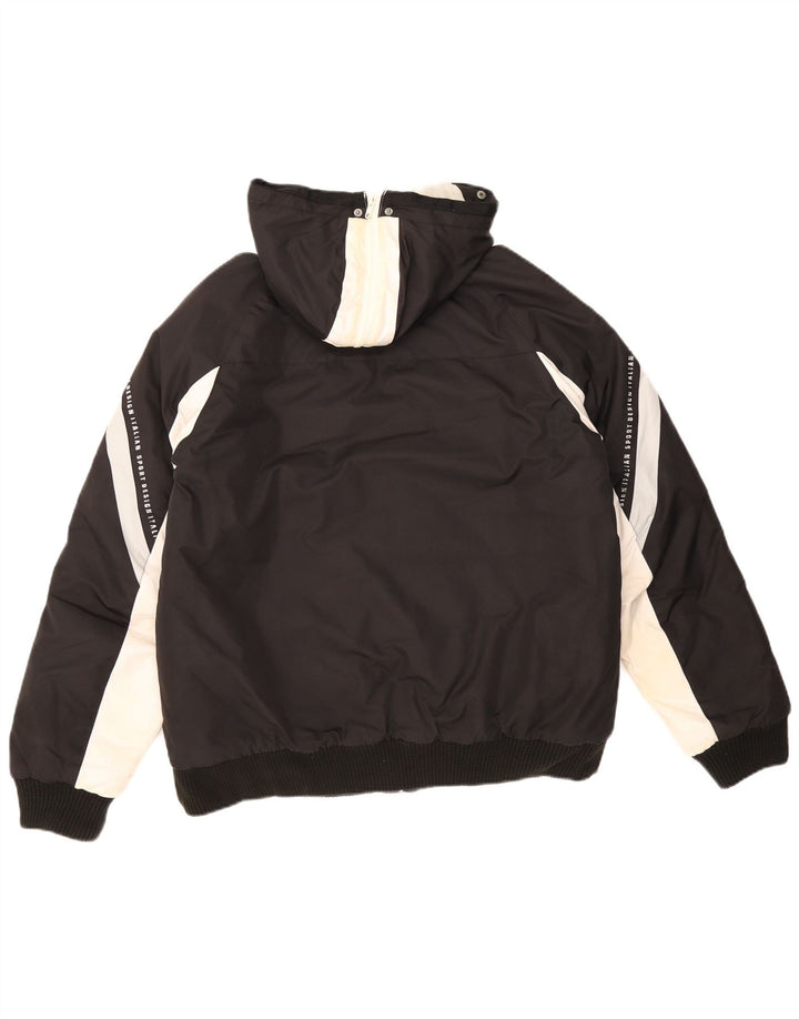 Giacca imbottita con cappuccio da uomo Lotto UK 40 grande poliestere color block nero