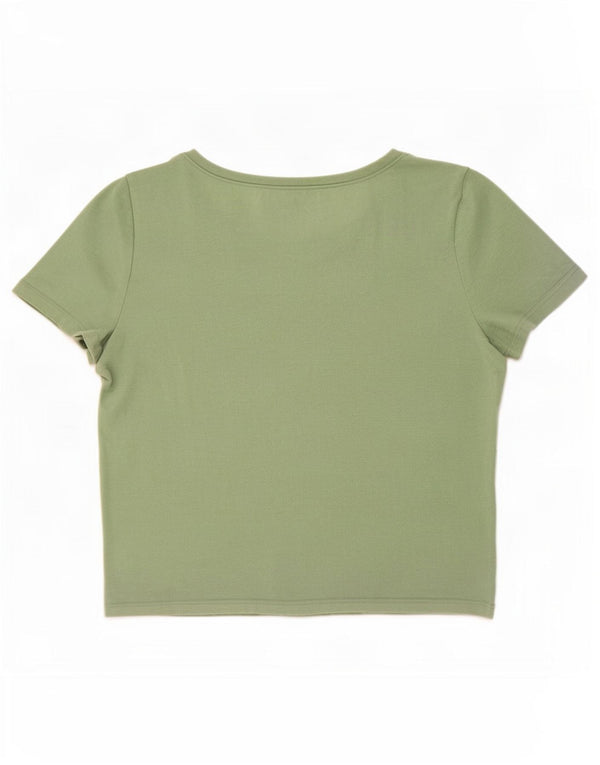 Hollister Womens Crop T-Shirt Top UK 8 Small Green Cotton