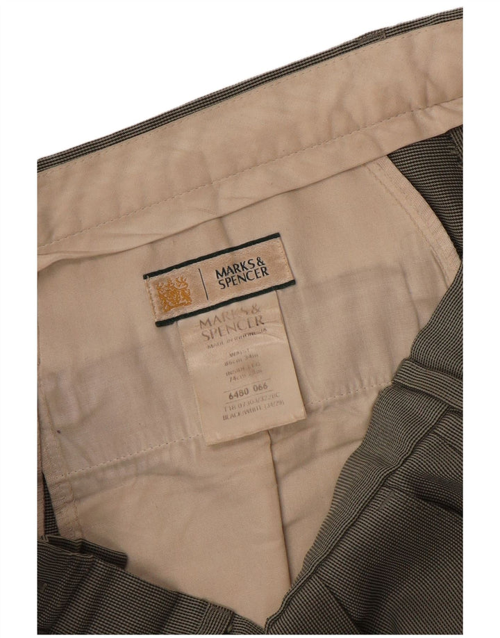 Pantaloni da abito con pegging corto da uomo Marks & Spencer W34 L24 verde pied de poule