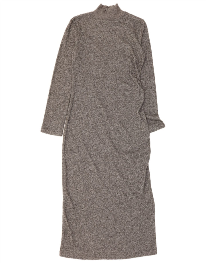 Abito maxi maglione ZARA da donna UK 14 Grande poliestere chiazzato grigio
